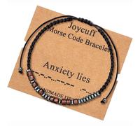Pulsera inspiradora con código Morse, mensaje secreto motivacional, cuentas de madera con cordón. Joyería para mujer. Regalo único par