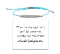 Pulsera inspiradora para mujeres y hombres, hecha a mano, diseño trenzado ajustable con tubo de acero inoxidable, grabado con el mensaje "Don't Let The Hard Days Win", elegante para todos los días