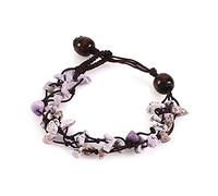 Pulsera irregular de piedra natural para mujer, brazalete trenzado hecho a mano con cuentas de grava ajustable, brazalete para joyería de niña, púrpura claro_China