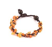Pulsera irregular de piedra natural para mujer, brazalete trenzado hecho a mano con cuentas de grava ajustable, brazalete para joyería de niña-orange_China