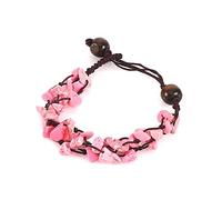 Pulsera irregular de piedra natural para mujer, brazalete trenzado hecho a mano con cuentas de grava ajustable, brazalete para joyería de niña-pink_China