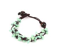 Pulsera irregular de piedra natural para mujer, brazalete trenzado hecho a mano con cuentas de grava ajustable, brazalete para joyería de niña-green_China