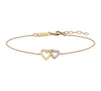 Pulsera Julie Julsen plata de ley 925 chapada en oro 2 corazones con 12 circo...