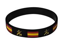 Pulsera La Legión Española de Silicona - Color Negro con Banderas de España y Emblema de La Legión en Relieve - Unisex, 63 mm de Diámetro Interno, 12 mm de Ancho, 21 cm de Contorno - 1 Unidad