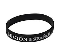 Pulsera La Legión Española de Silicona - Color Negro Legión Española en Relieve, Bandera de España y Emblema de La Legión - Unisex, 63 mm Diámetro, 12 mm Ancho, 21 cm Contorno - 1 Unidad