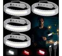 Pulsera LED USB, 4 unidades, COB, pulsera luminosa LED, banda reflectante, banda de luz, banda reflectante, luz de seguridad, para correr, correr, deportes