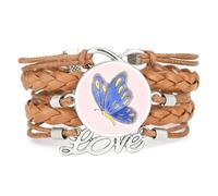 Pulsera Linda,Única,De Mariposa,Cuántica,Ajustable,De Cuero,Trenzada,Marr