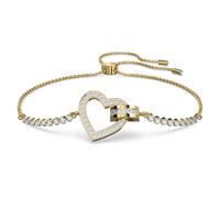 Pulsera Lovely, Corazón, Blanca, Acabado en oro de 18 quilates OS
