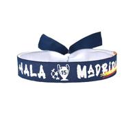 Pulsera Madrid Merengue de tela ajustable, pulsera vikingos, hala Madrid
