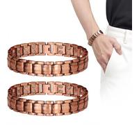 Pulsera Magnética, 2 Unidades Brazalete Magnético De Cobre Puro, Menicia de Cinta Magnética, Antioxidación Tamaño Ajustable Pulsera Cobre, Brazalete de Terapia Campo Magnético para del Dolor
