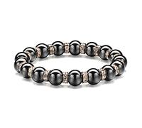 Pulsera magnética de hematita, Pulsera magnética femenina con diamante de agua brillante de cristal, 6/8/10MM, elimina la electricidad estática, mejora el sueño (Diamante de agua dorada de rosas,10MM)