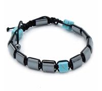 Pulsera magnética de hematita Shamballa - Cuboides turquesa