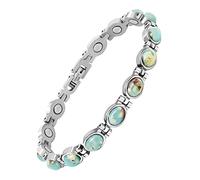 Pulsera magnética de ultra resistencia JEROOT para mujeres | Imanes de neodimio de 3500-6000 gauss | Joyería de terapia magnética con herramienta ajustable y embalaje para regalo, 8.46 inches, Metal