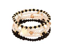 Pulsera magnética para mensajes, joyas con perlas de vidrio elásticas tejidas y pulseras con colgante redondo colores pulsera pulsera pulsera pequeña, talla única, Plástico, No es una piedra preciosa