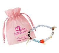Pulsera MaMeMi de María/Pulsera de JESÚS con SÍMBOLOS de la vida de MARÍA y JESÚS - pulsera elástica con colgantes y explicación - regalo para COMUNIÓN o CONFIRMACIÓN - incluye bolsa, ca. 8,5cm