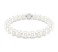 Pulsera Matrix, Perla de cristal, Blanca, Baño de rodio OS