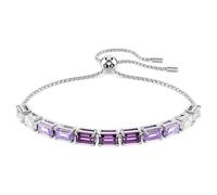 Swarovski Pulsera Tennis Matrix, Talla baguette, Zirconia, Engaste de garra, Colección Matrix, Gradación de Color de Transparente a Morado, Baño de Rodio, Morada