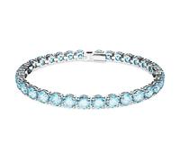 Swarovski Pulsera Matrix Tennis, Talla redonda, Azul, Baño de rodio