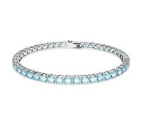 Swarovski Pulsera Matrix Tennis, Talla redonda, Azul, Baño de rodio