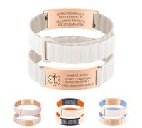 Pulsera médica personalizada para hombres y mujeres, Ajustable SOS ID Pulsera de Alerta Médica Con Grabado Diabetes Epilepsia Alergia Número de Teléfono Pulseras de Emergencia Hombres Mujeres (Color1)