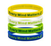 Pulsera MHA de concienciación sobre salud mental Every Mind Matters (4 unidades), Medium (18cm), Silicona