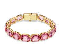 Swarovski Pulsera Tennis Millenia, Talla octogonal, Rosa, Baño tono oro