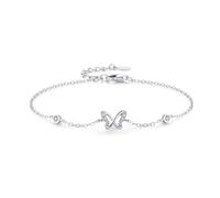 Pulsera moderna para mujer, diseño de mariposa hueca simple con diamantes redondos de laboratorio, 19+3CM, Platino, Diamante de laboratorio