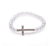 Pulsera Mujer，7 Chakra Cuentas De Piedra Natural Cristal Brazalete Elástico Rhinestone Cruz Joyería Yoga Energía Encanto Difusor Mujeres Pulsera Regalo para Amigo