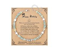 Pulsera Mujer Piedra Lunar Amazonita - Pulsera de Piedras Naturales con Cuentas de Acero Inoxidable, Ajustable Hecha a Mano, Joyería Energía Positiva Amor y Confianza, Regalo Cumpleaños Mujer Amiga
