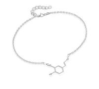 Pulsera Mujer Plata 925 Dopamina Símbolo de la Felicidad Pulseras Brillantes Plata de Ley Joyas para ella Niñas Longitud Ajustable Señoras Joyería Molecular Fórmula Química Regalo Día de San Valentín,