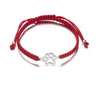 Pulsera Mujer Plata de Macrame con 4 símbolos en Plata de Ley 925: Infinito, Mariposa, Árbol de la Vida y Huella de Perro. Pulseras Mujer Plata de Ley para hacer regalos originales. (HUELLA)