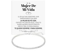 Pulsera Mujeres Plata sterling 925 A La Mujer de Mi Vida Cumpleaños Ideas de Regalos para ella, Pulseras de Tenis oro Idea de Regalo Navidad - Caja con DEDICACIÓN incluida (Mujer de Mi Vida 2)