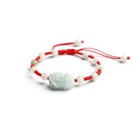 Pulsera Natural de cinabar Jade Natural Pulseras Trenzadas para Mujeres Hombres, Nudo de Cuerda roja Ajustable Prosperidad Riqueza Riqueza Feng Shui encerm Brazalete para Amantes Amigos