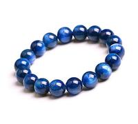 Pulsera natural de la cianita azul Pulsera elástica de pulsera | 7-7.5” de largo cianita azul pulsera pulsera de piedras preciosas | Pulsera unisex | 10mm forma redonda