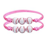 Pulsera Natural Junco Anillos Softbol Perlas Pulseras De Amistad Pulsera Perlado Ajustable Softbol Regalos para Niñas Chico Adolescentes Deporte Fiesta Pequeña Rosa Natural Conjuntos Anillos, talla