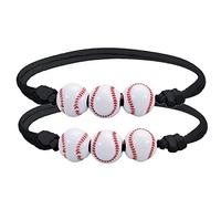 Pulsera Natural Junco Anillos Softbol Perlas Pulseras De Amistad Pulsera Perlado Ajustable Softbol Regalos para Niñas Chico Adolescentes Deporte Fiesta Pequeña Rosa Natural Conjuntos Anillos, talla