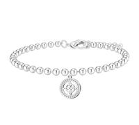 Pulsera Nudo de bruja Acero inoxidable o de hilo + una pulsera de 7 nudos (gratis), Amuletos de suerte y protección, contra el mal de ojo, bisutería accesorios para mujer. (Cuencas plateadas)