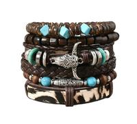 Pulsera occidental para mujer, pulseras elásticas con cuentas turquesas bohemias, estilo vintage, apilables, con cabeza de toro, botas de vaquero, juego de pulseras de plumas, accesorios de joyería