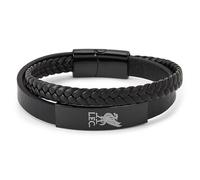 Pulsera oficial del Liverpool FC, acero inoxidable y piel chapada en IP negra, regalo oficial de LFC