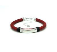 Pulsera Oficial Sevilla FC de cuero y acero. Placa lisa con Tarjeta
