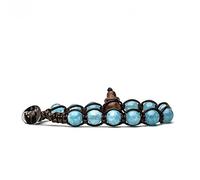Pulsera original tibetana Tamashii, fabricada con piedras naturales de jade azul celeste