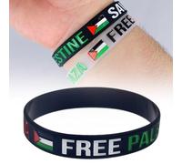 Pulsera Palestina, Pulsera de Bandera Palestina, Solidaridad y Apoyo, Talla Única, Negro, Silicona, Deporte, Unisex
