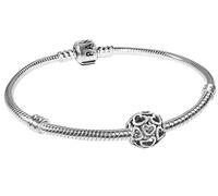 Pulsera Pandora de iniciación Hearty 18 cm 79244 | Encantador juego de joyas con colgante de corazón como símbolo de amor