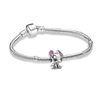 Pulsera Pandora de plata de ley con dije de Lilo y Stitch de Disney, 16 cm