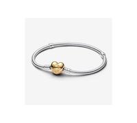 Pulsera - PANDORA - Moments - Cierre corazón chapado en oro - Cadena serpiente - 17 cm