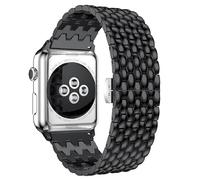 Pulsera para Apple Watch de 38 mm, 40 mm, 41 mm, 42 mm, 44 mm, 45 mm, 49 mm, correa de acero inoxidable para iWatch 9/8/7/6/5/4/3/2/1/SE Series hombres y mujeres (negro, 22 mm plano)