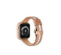 Pulsera para Apple Watch de 38 mm, 40 mm, 41 mm, 42 mm, 44 mm, 45 mm, 49 mm, hebilla de metal, correa de cuero y lona para iWatch 9/8/7/6/5/4/3/2/1/SE Series hombres y mujeres (marrón, 38-40-41 mm)