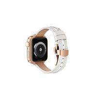 Pulsera para Apple Watch de 38 mm, 40 mm, 41 mm, 42 mm, 44 mm, 45 mm, 49 mm, hebilla de metal, correa de cuero y lona para iWatch 9/8/7/6/5/4/3/2/1/SE Series hombres y mujeres (blanco, 42-44-45-49 mm)