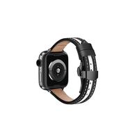 Pulsera para Apple Watch de 38 mm, 40 mm, 41 mm, 42 mm, 44 mm, 45 mm, 49 mm, hebilla de metal, correa de cuero y lona para iWatch 9/8/7/6/5/4/3/2/1/SE Series hombres y mujeres (negro, 42-44-45-49 mm)