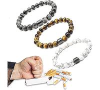 Pulsera para dejar de fumar, pulsera magnética antihumo, pulsera antiansiedad para hombres, pulsera espiritual para energía positiva, compañero personalizado para dejar de fumar, cuentas de 8 mm (3